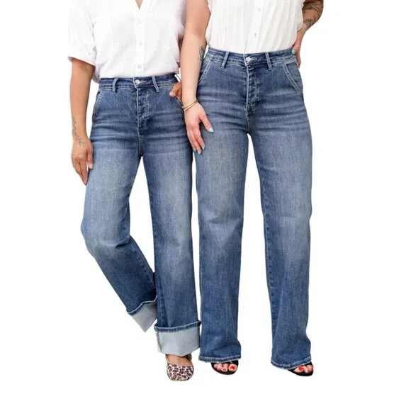 Mica Denim Wide Leg Womens Sz 27 High Rise Hidden Button Fly Medium Wash Jeans - Picture 4 of 15